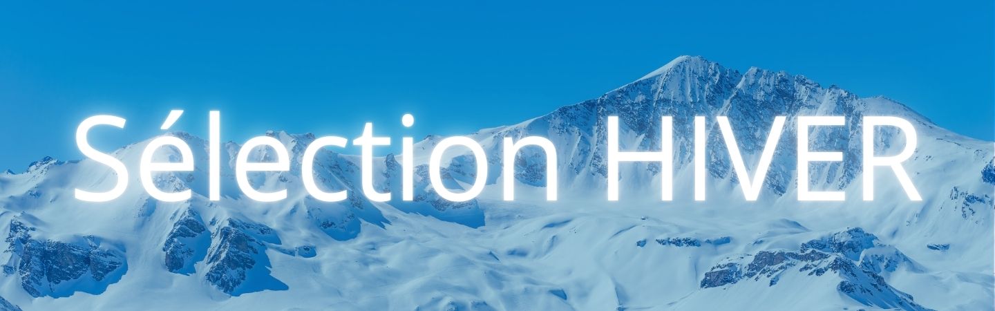bannière séléction hiver avec montagne enneigée en fond